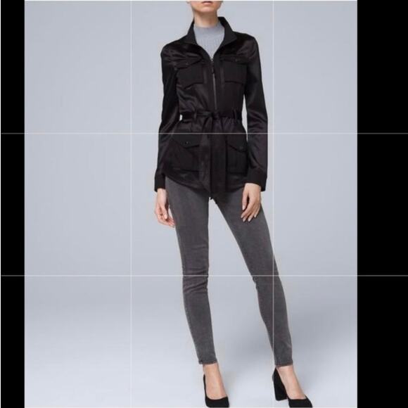 White House Black Market NWT Black Soft Utility Jacket Size 10P - Picture 2 of 9